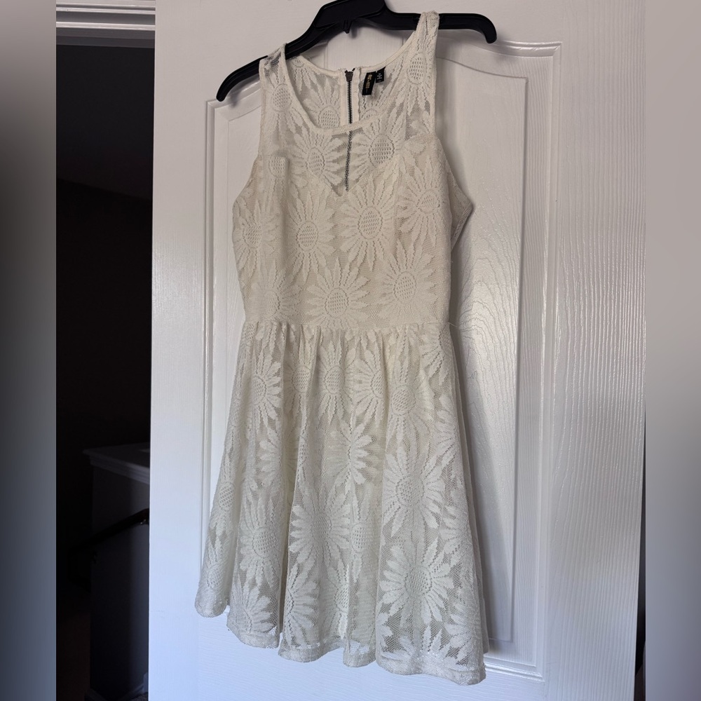 Ivory Floral Lace Skater Dress